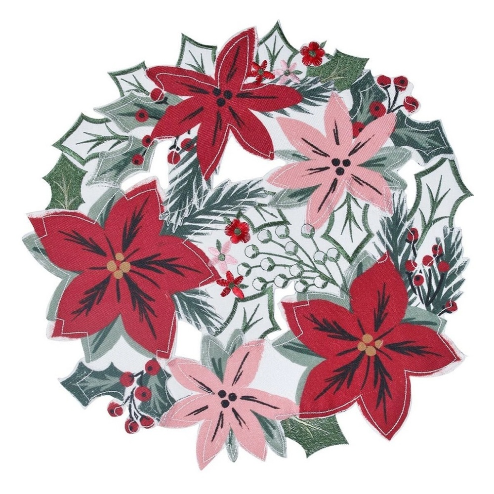 NWT Set of 4 | st. nicholas Poinsettia Cut Out Placements | Beautiful Details